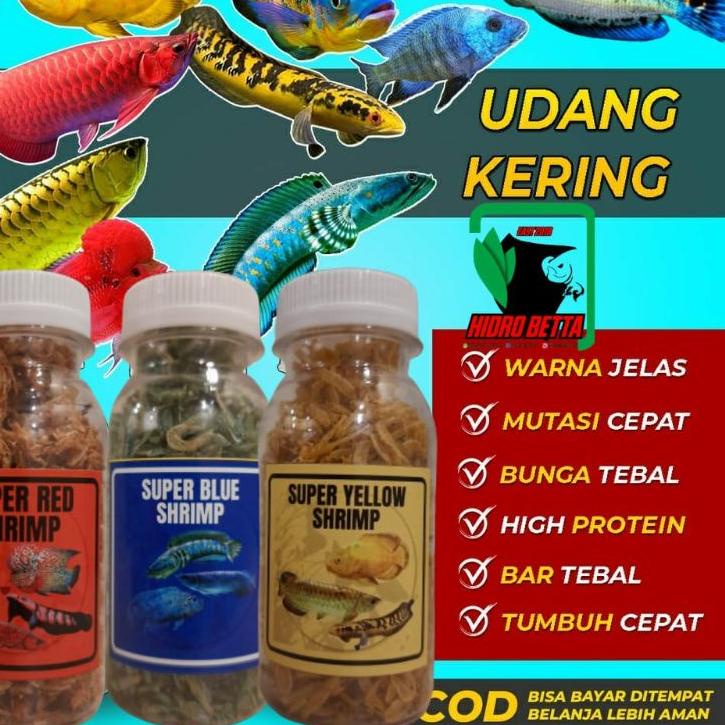 (Y-8-9㊛) Udang Kering Pakan Ikan Channa Maru Yellow Sentarum Auranti Limbata Pulchra bisa cod