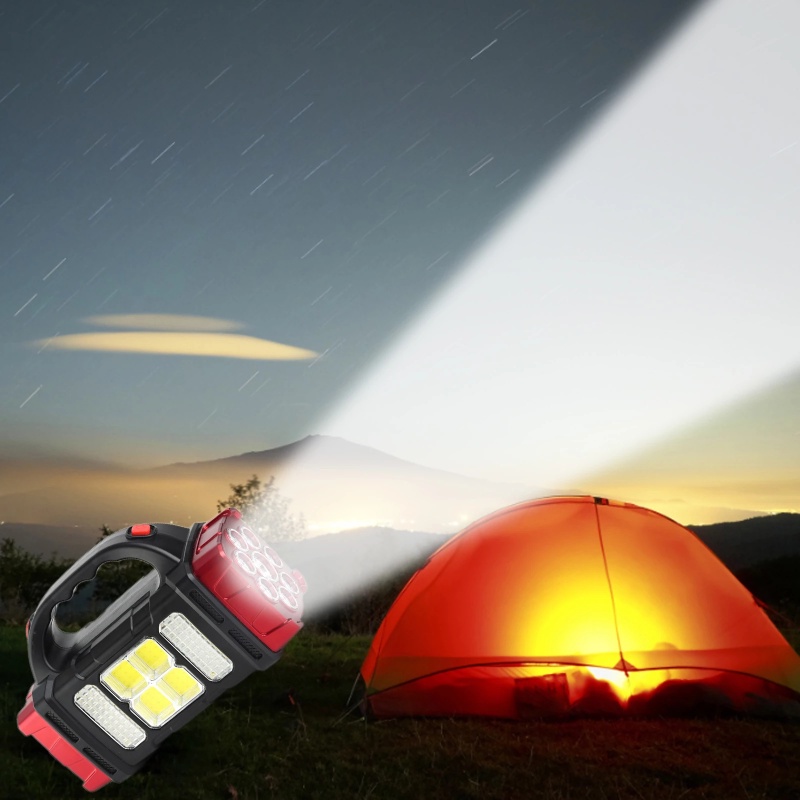 Senter LED Portable/ USB Rechargeable Waterproof Lantern Torch/ Lampu Tenaga Surya Emergency Outdoor Untuk Camping Hiking