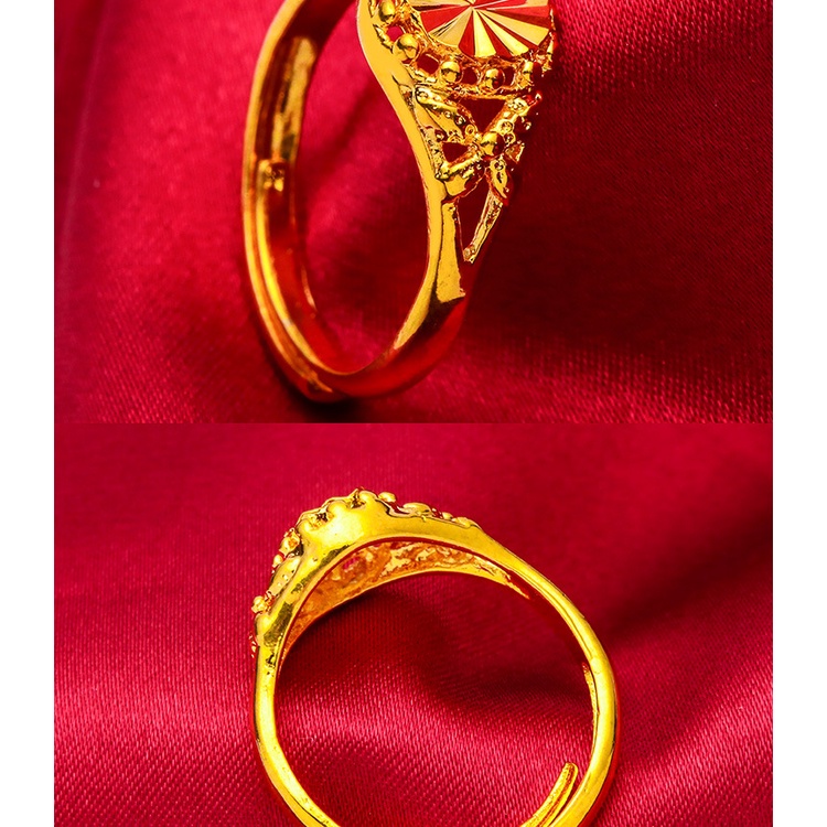 Goldkingdom Perhiasan Fashion Emas Asli Kadar 375Bangkok Aksesoris Ready Stock Cincin Lapis Emas Wanita Minimalis Pertunangan Pernikahan