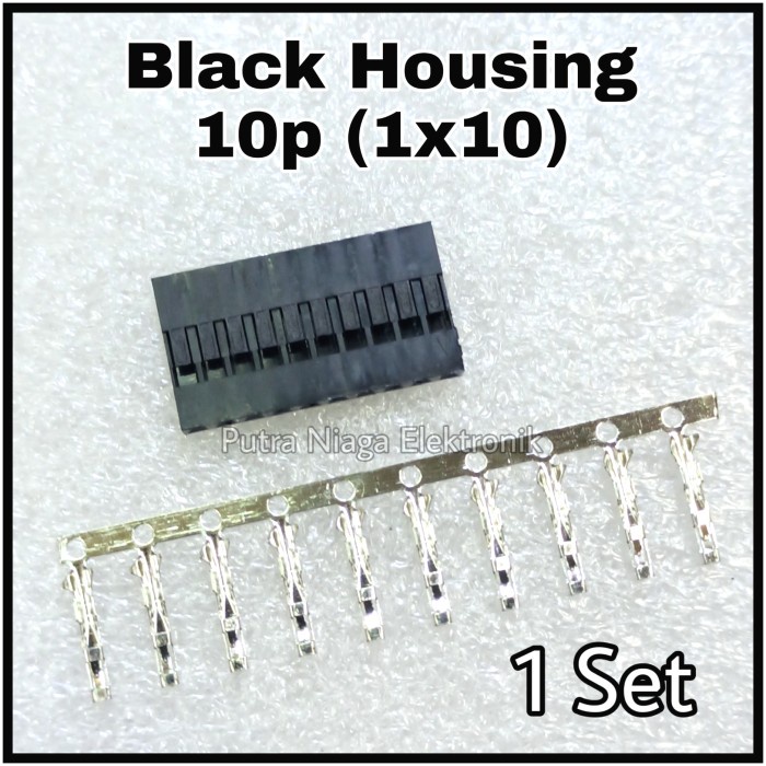 (1 Set) Black Housing 10p 2.54mm Konektor Hitam Female 1x10 10pin putr4n14 Juara