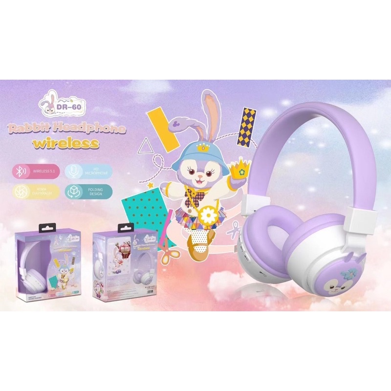 [ DR - CHARACTER ] HEADPHONE BANDO BLUETOOTH / WIRELESS TYPE DR 60 RABBIT /DR 61 BEAR / DR 62 CAT