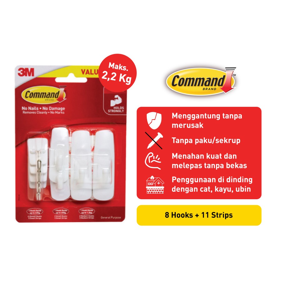 Ktmstore Command 3M Gantungan Serbaguna 17012-8 Mix Hooks Value Pack