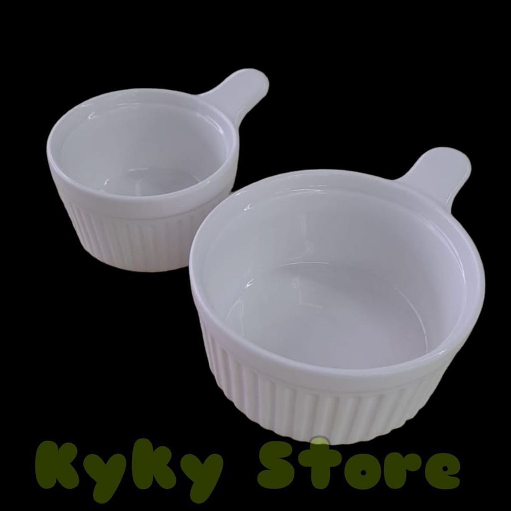 Jual Ramekin w Handle Mangkok Ramekin Gagang Tahan Panas Keramik