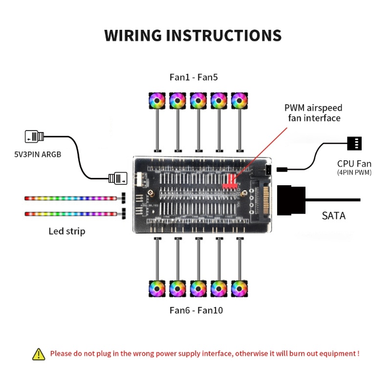 Btsg 4Pin RGB 5V/3Pin ARGB Kipas PWM HUB 8perpanjangan Pendingin Kipas Splitter Multi Way