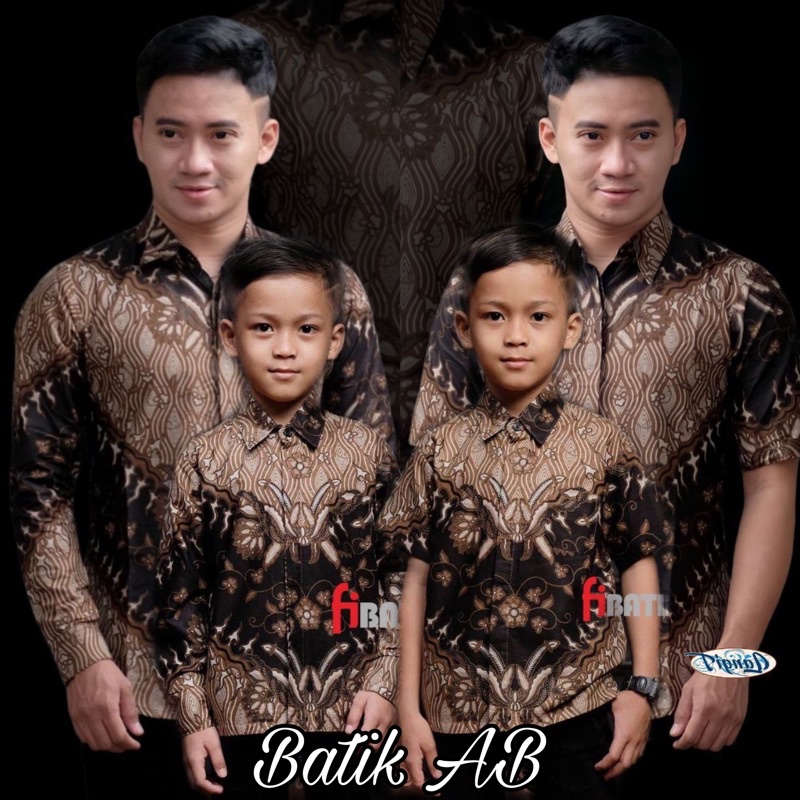 [COD]BATIK COUPLE KELUARGA AYAH DAN ANAK LAKI LAKI-BATIK COUPLE ATASAN MOTIF KERIS COKLAT