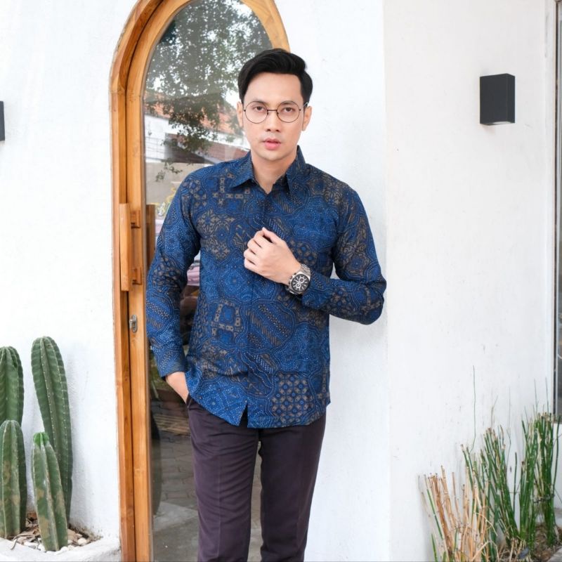 ADA ANAK DEWAWANGSA NAVY BAJU kemeja batik pria lengan panjang terbaru ORIGINAL  PENDEK PREMIUM