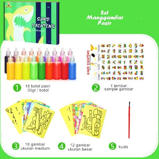 

BISA COD Set Menggambar Pasir Isi 18 warna pasir + 30 gambar sand painting