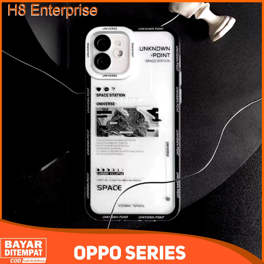 Case Oppo A5S A7 A11K A12 A16 A16S A36 A76 A96 F9 Casing Lunar Space Station Silicon Transparant Premium