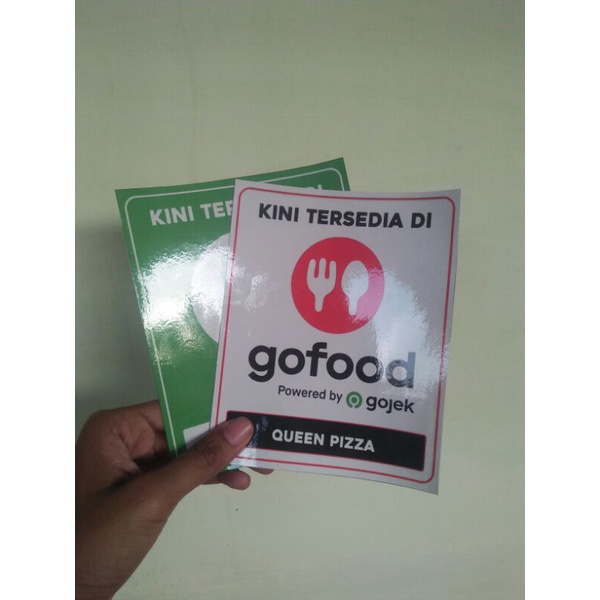 Stiker Online Food/ Stiker Grabfood/ Stiker Gofood/ Stiker Tersedia di Gofood/Bisa Custom Nama Toko