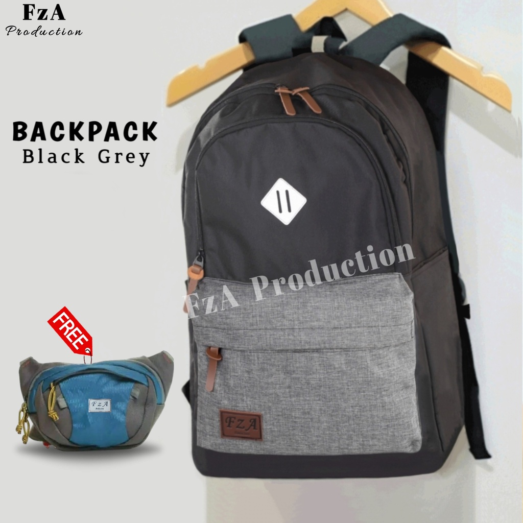 Tas Ransel Punggung Distro Casual Pria Wanita / Tas Ransel Laptop Original FzA FREE Tas Slempang Sporty