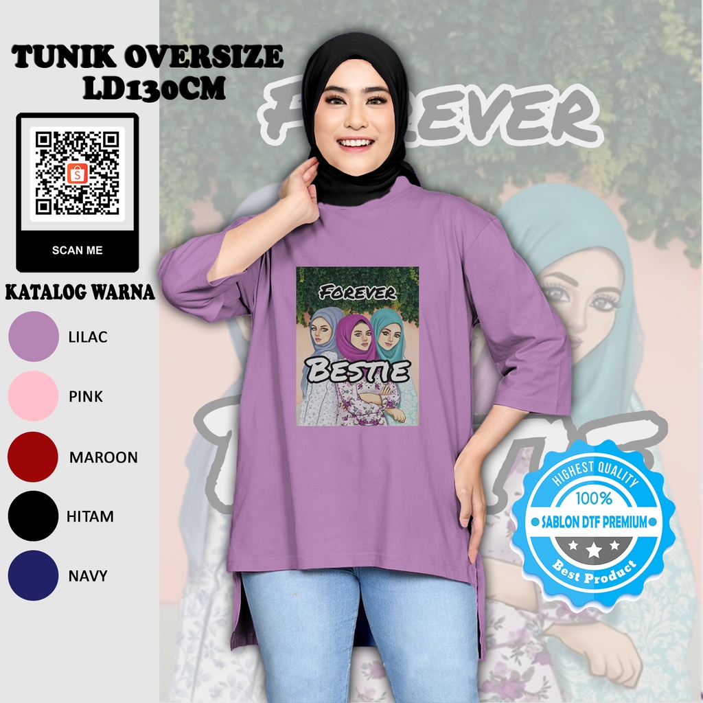 TUNIK KAOS WANITA JUMBO LD 130 BESTIE FOREVER