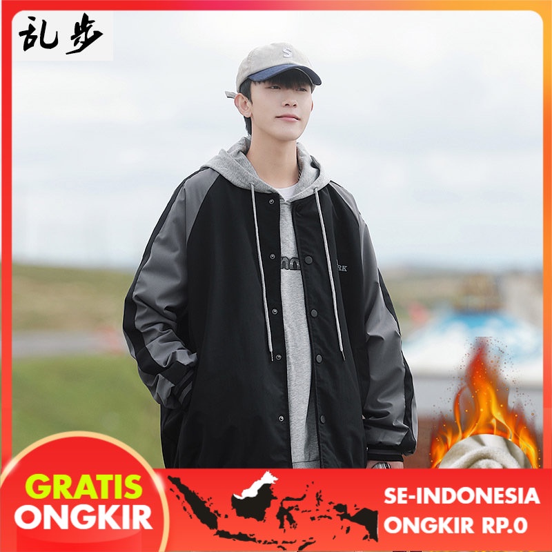 Jaket Korea Bisbol Seragam Pasangan Mantel     Tren BF  Style Pria  Wanita   santai Bulu Berjajar Ja