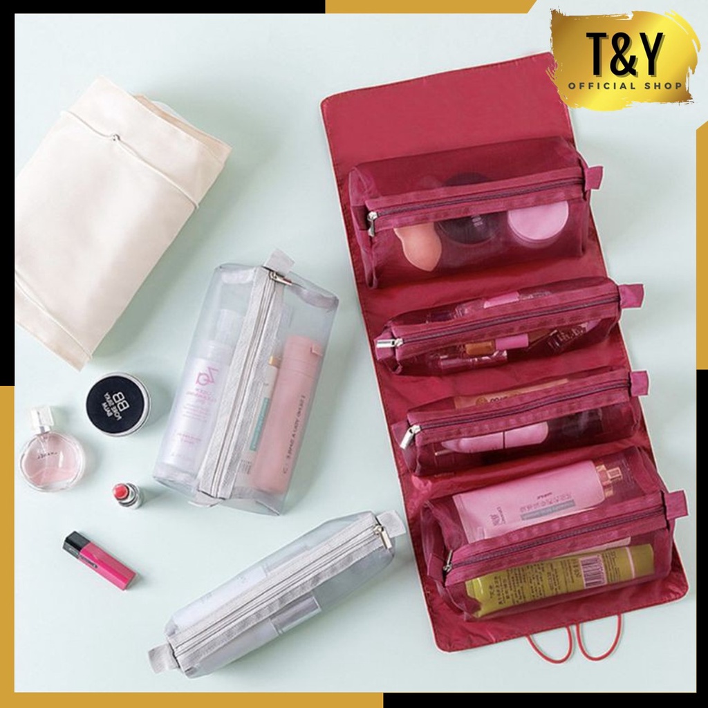 T&amp;Y Tas Kosmetik Portabel 4IN1 Makeup Bag 4 In 1 Travel Multiungsi Storage Penyimpanan Alat Mandi Anti Air Dapat  Bongkar Pasang