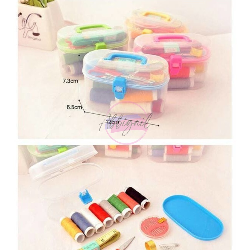 𝘈𝘉𝘎✰ PERALATAN JAHIT SEWING KIT / SET ALAT JAHIT JARUM DAN BENANG / PERLENGKAPAN MENJAHIT DENGAN 8 PCS BENANG 1246