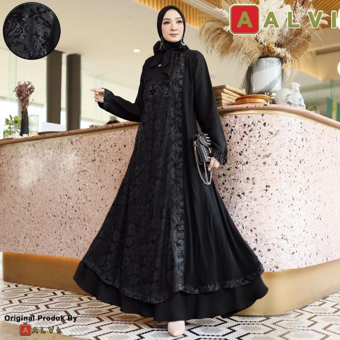 Gamis Arab Hitam/Abaya Arab mewah bahan fursan premium original 10