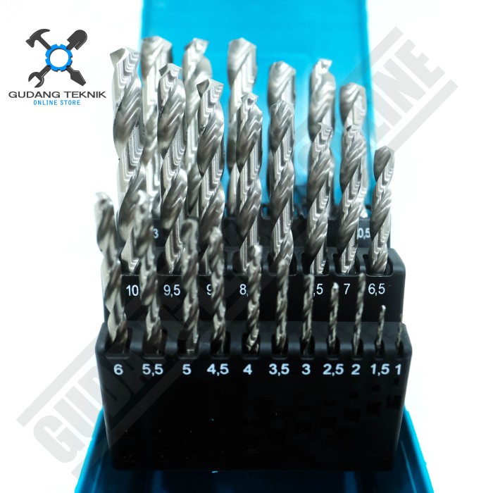 Mata Bor Besi HSS SET isi 25pcs 1-13mm TACSD0251 TOTAL / Twist Drill SET HSS 25 Pcs 1-13 mm TACSD 0251 TOTAL