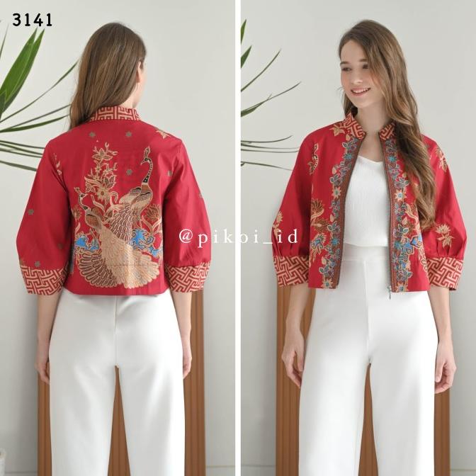 Bomber batik wanita modern / jaket batik wanita / seragam luaran kerja