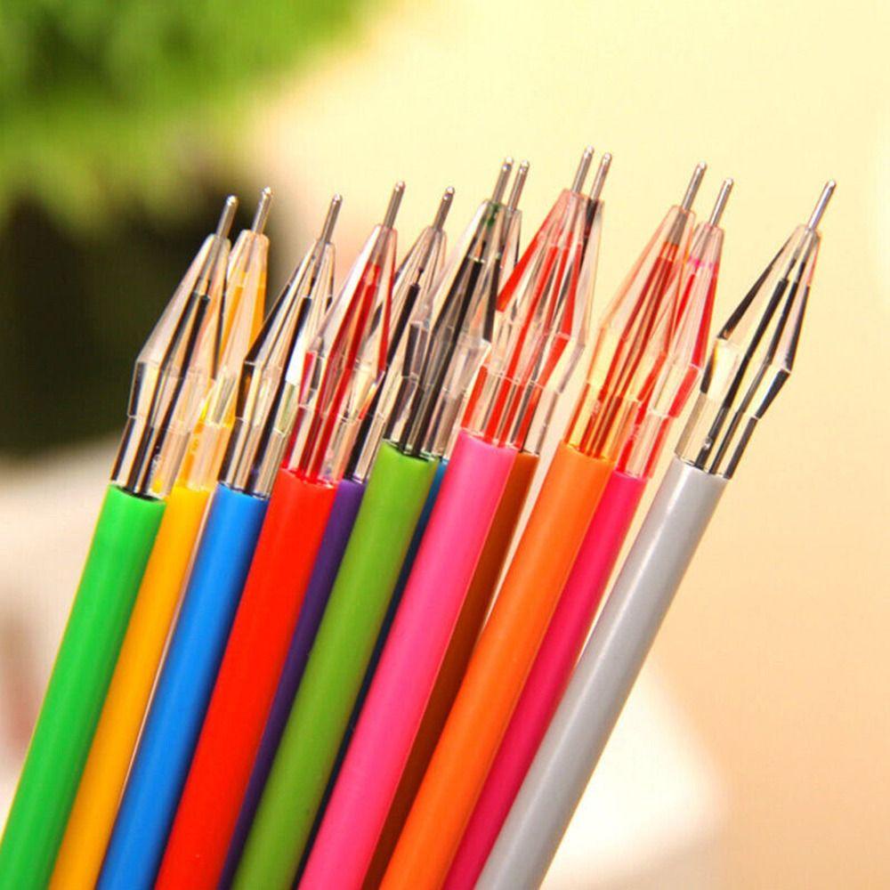 Top 12pcs/Set Pen Tinta Gel Lucu Warna-Warni Perlengkapan Sekolah Pen Core