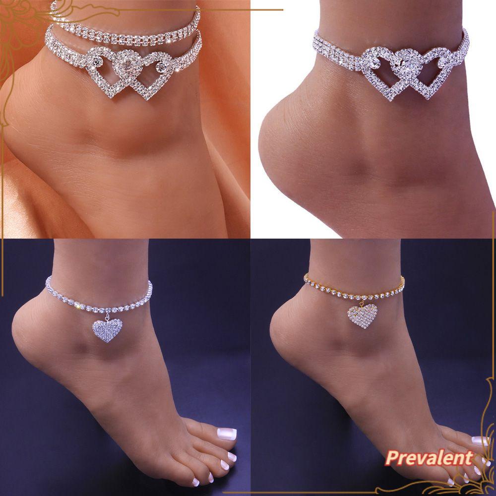 Preva Berlian Imitasi Gelang Kaki Fashion Gaya Punk Kristal Berlian Imitasi Mengkilap