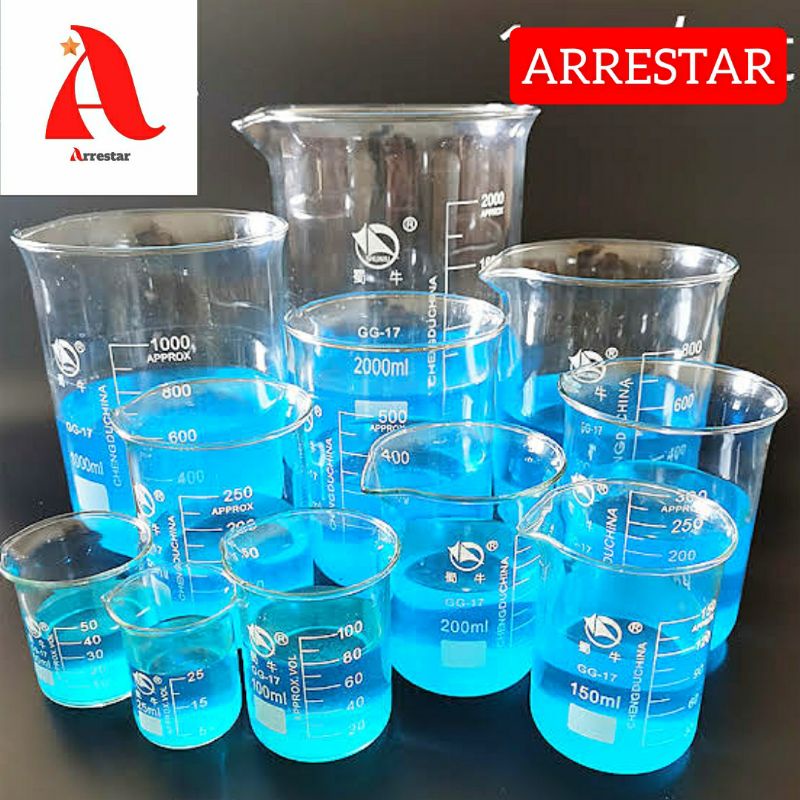 Gelas Ukur Kaca Laboratorium Lab kimia 1000ml 50ml 100ml 250ml 500ml Borosilicate Glass