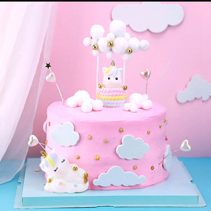Topper Topper Unicorn, Hiasan Kue Unicorn, Mainan Unicorn, 1 Set Isi 9Pcs