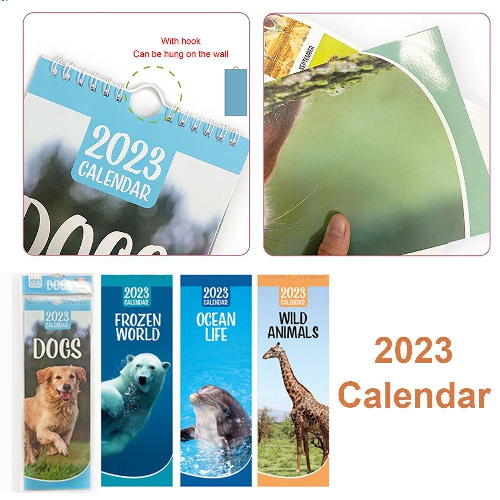 Preva Dog Kalender Dinding Bulan Untuk Melihat2023Hadiah Tahun Baru Untuk Art House Decor For Friends Healing Ornament Hanging Calendar