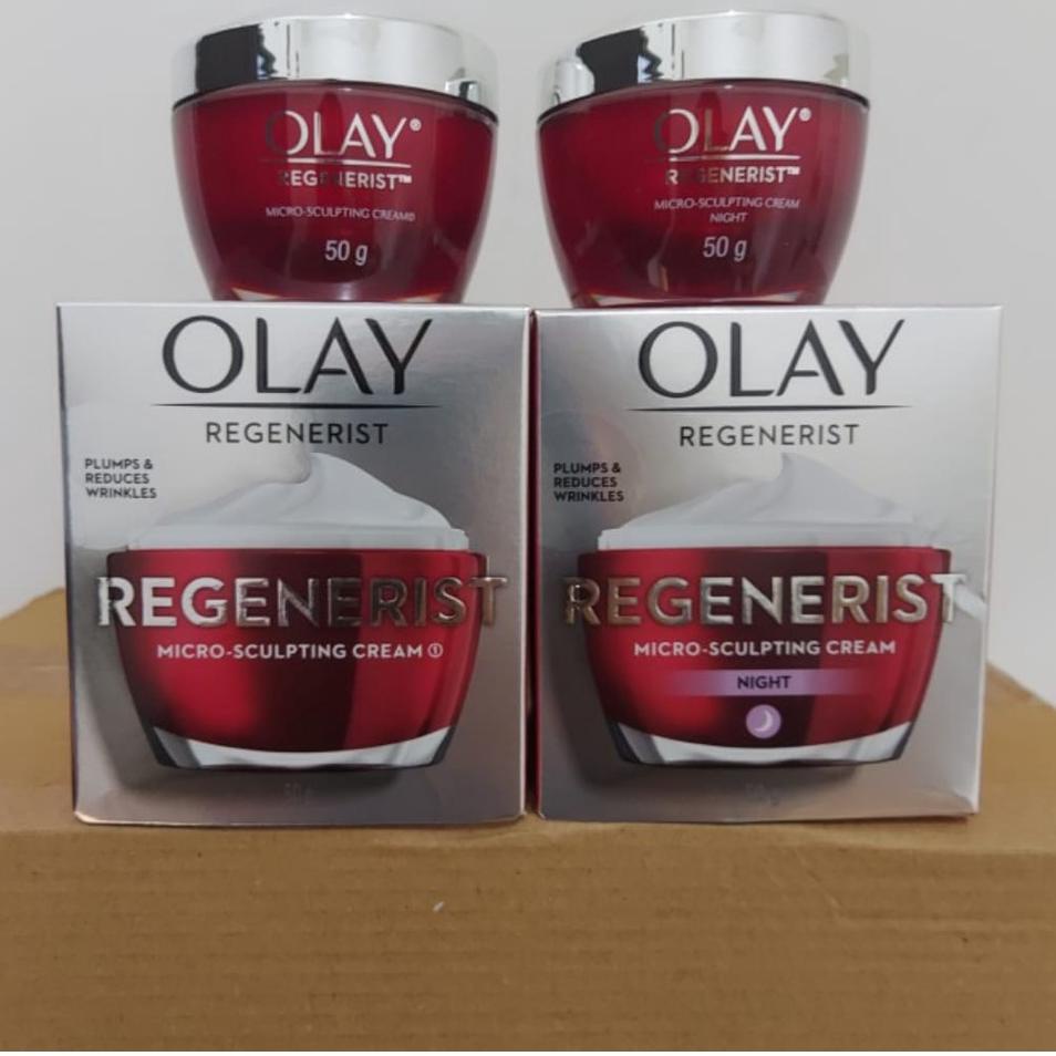 Hemat Banget--OLAY Regenerist Micro Sculpting Day + Night Cream 50gr - Krim Anti Aging Siang dan Mal