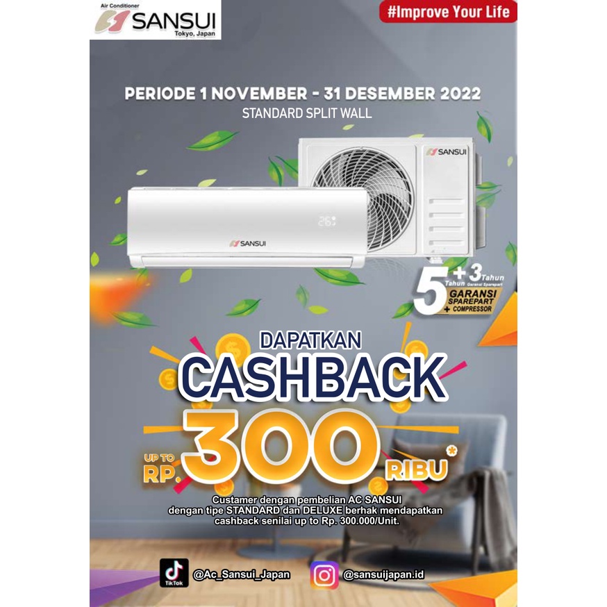 SANSUI JAPAN AC Split 1.5 PK Standard R32 SA-L12S2