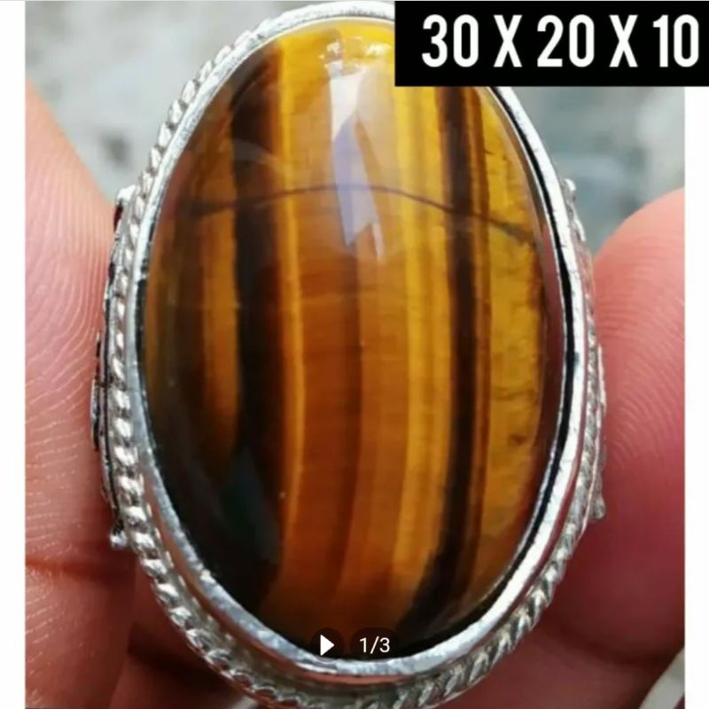 NATURAL AKIK JARI 8 - 9 TIGER EYE JUMBO