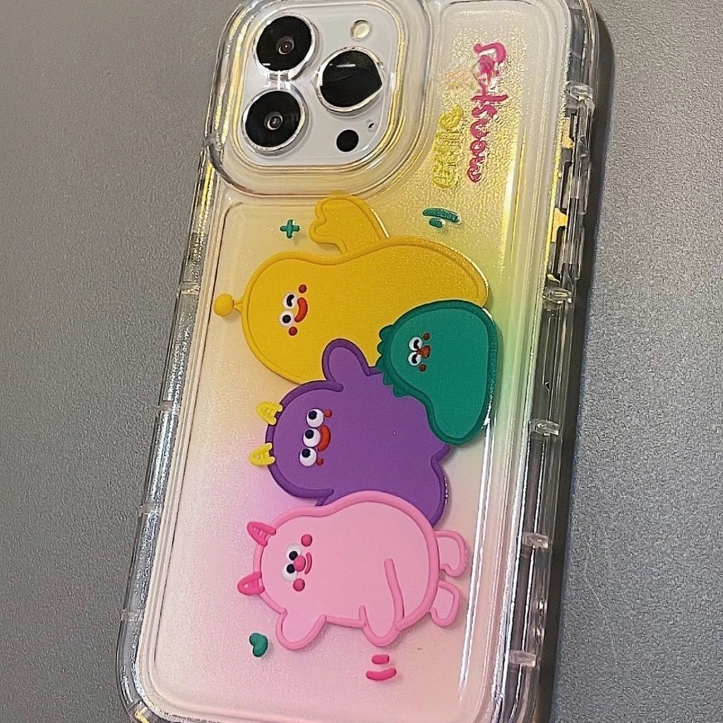 Case Desain Monster Gradasi Warna-Warni Untuk IPhone 12 13 14 11 Pro Max X Xs Max Xr Ddrt