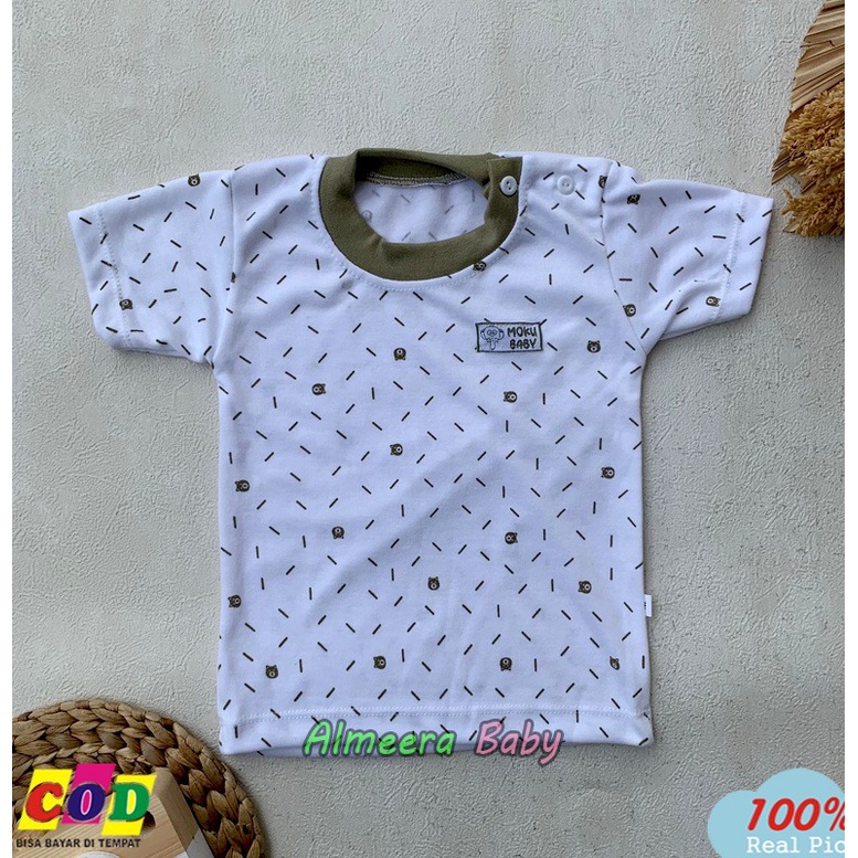 RB Ukuran S M L XL Isi 3 PCS Baju Bayi Kaos Oblong Lengan Pendek Kancing Pundak Usia 0-18 Bulan