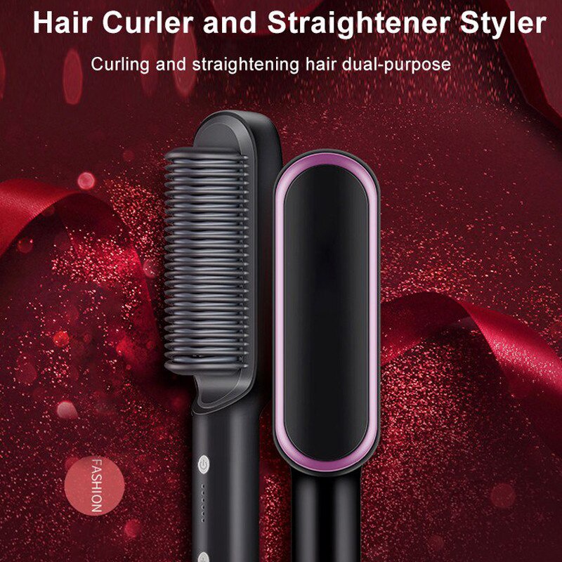 Catok Sisir Pelurus Rambut Hair Straightener Curler 2 in 1 catokan sisir listrik