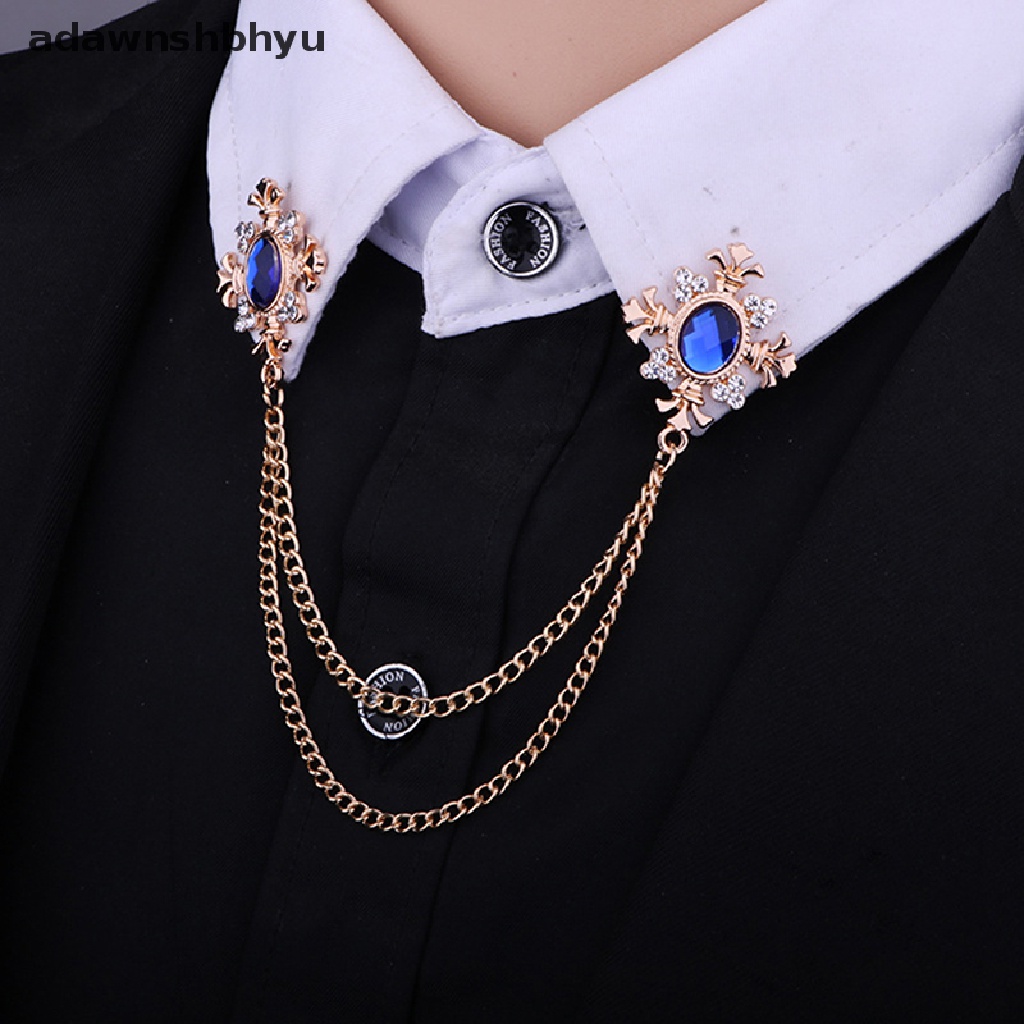 Adawnshbhyu Rumbai Kristal Rantai Silang Bros Baju Kerah Pin Dan Brooch Lapel Pin Gesper ID