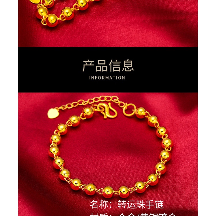 Goldkingdom Fashion Perhiasan Emas Asli Kadar 375 Bangkok Aksesoris Ready Stock Gilt Halus Bermotif Buddha Beads Transfer Bead Gelang Aman Dan Beruntung