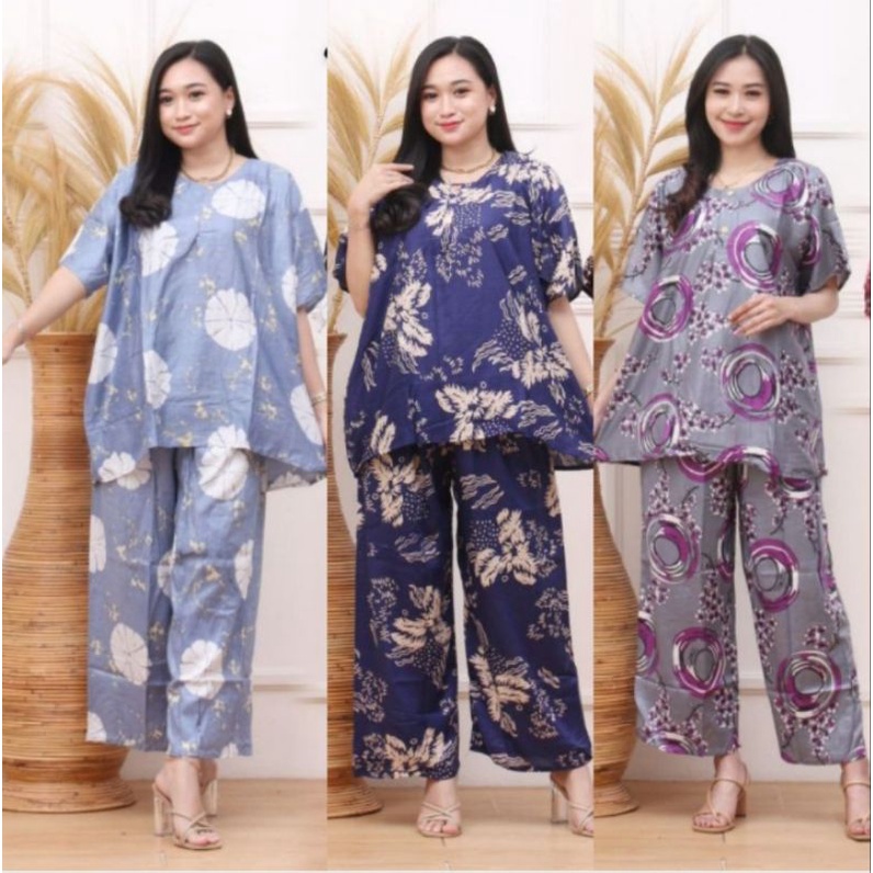 SETELAN WANITA KEKINIAN SETELAN CELANA PANJANG JUMBO KANCING DEPAN BUSUI ONE SET BAJU TIDUR  DASTER 