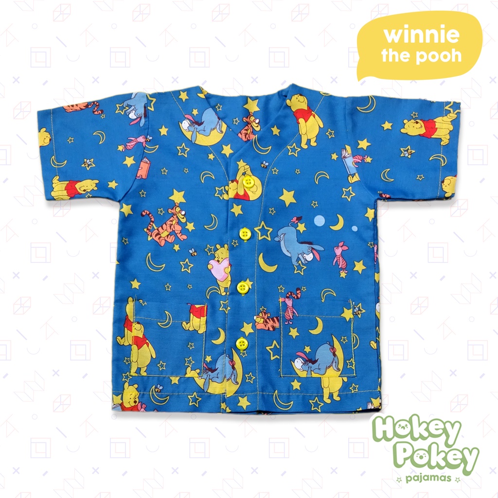 Setelan Baju Tidur Piyama Anak Tanpa Kerah Motif Winnie the Pooh