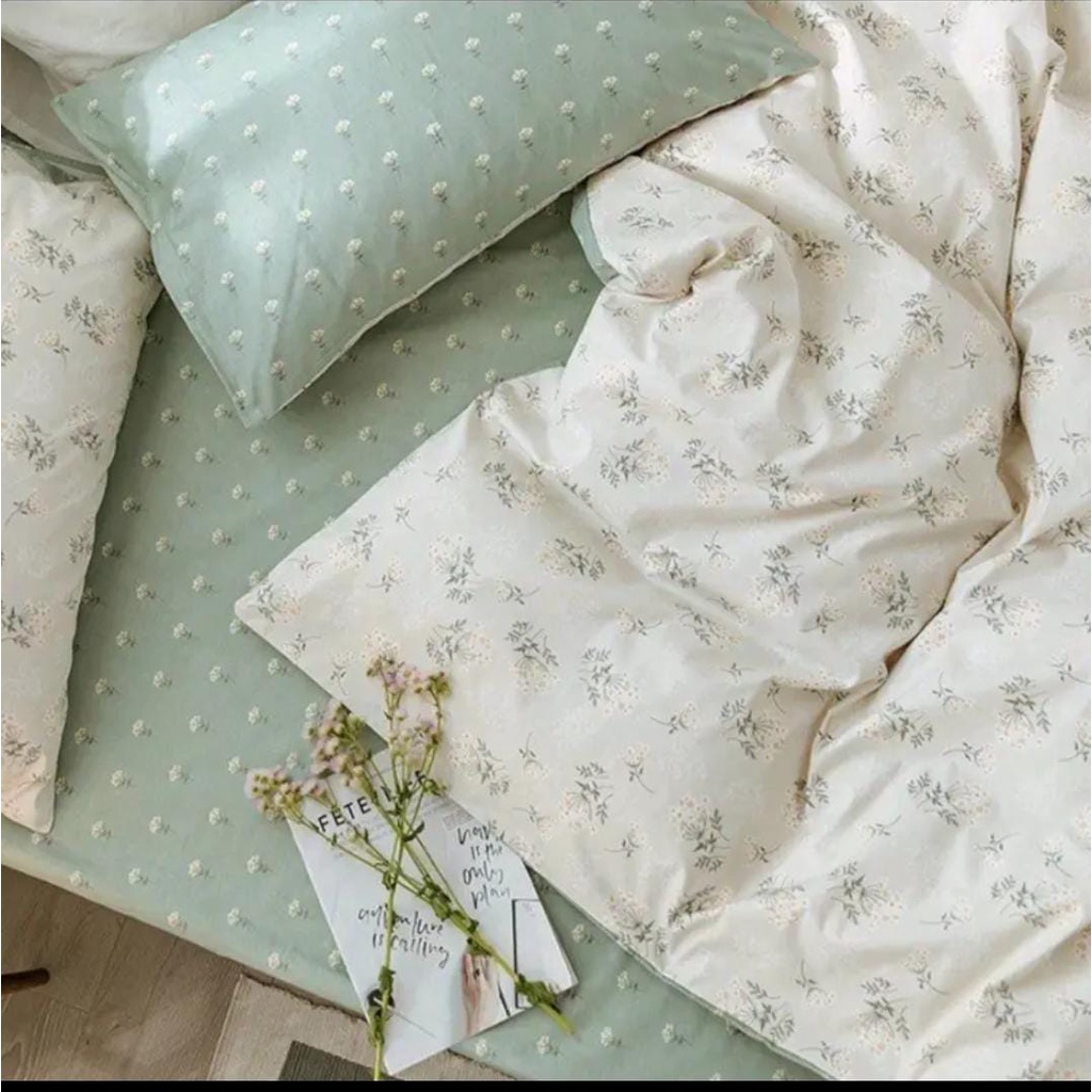 Sprei Set [ MOTIF GRECA ] Katun Lokal Aesthetic Seprei Homemade Kamar Wanita Bunga Kembang Vintage T