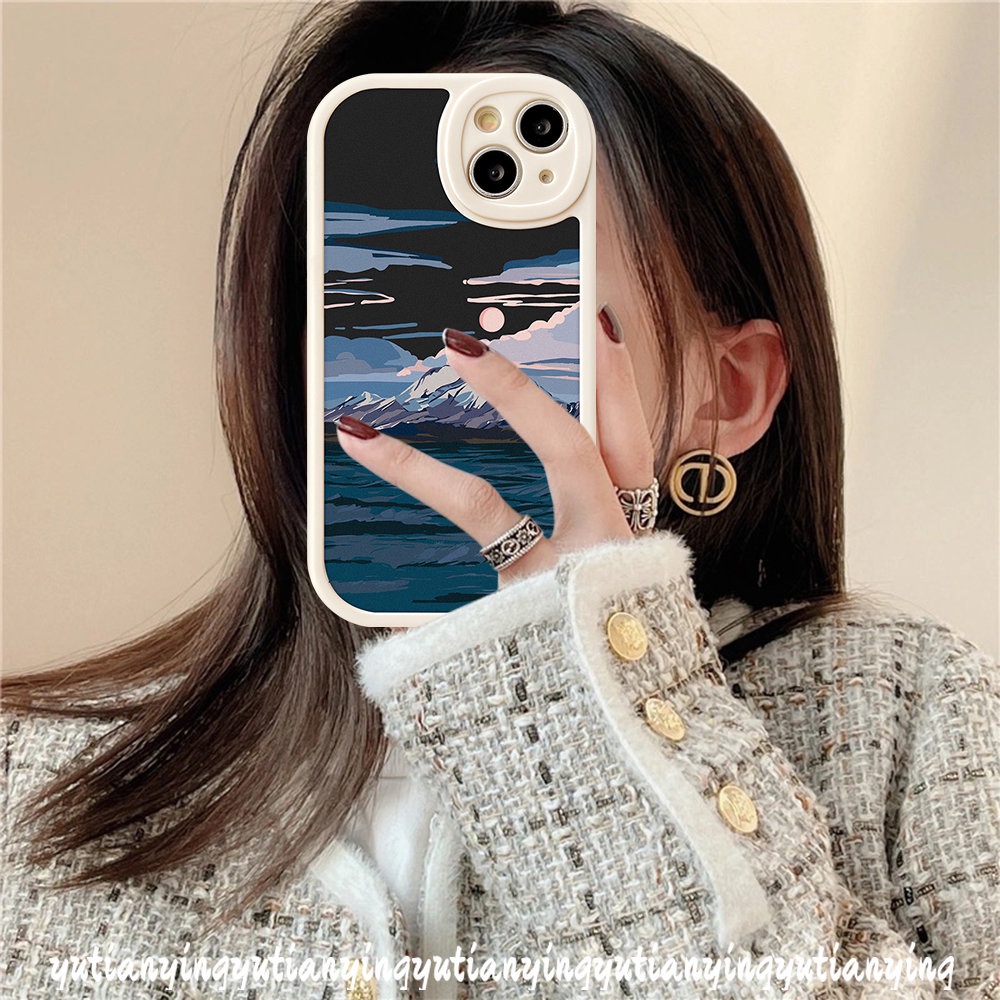 IPHONE Casing Hp Kompatibel Untuk Iphone7 8 6 6s Plus 11 Pro Max13 12 14 Pro Max14 Plus XR X XS MAX SE 2020 Pemandangan Matahari Terbenam Soft TPU Snow Mountain Lovers Cover