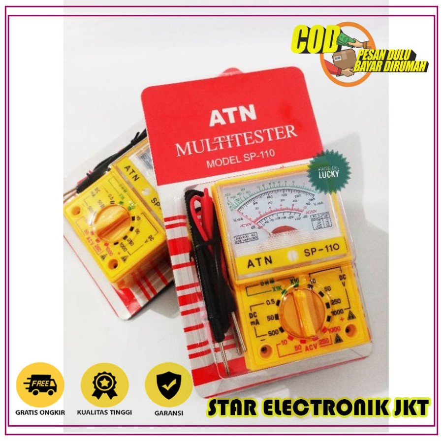 MULTITESTER Analog ATN SP-110 Kecil AC-DC AVOMETER Listrik Mini Tester