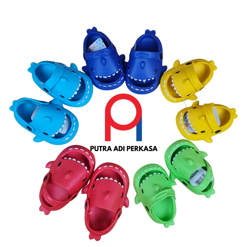 Sandal selop anak lucu bentuk Baby Shark DULUX 502E