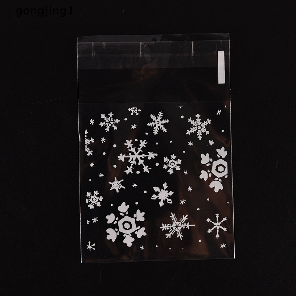 Ggg 100 Pcs Natal Snowflake Cellophane Pesta Traktir Cooky Permen Biskuit Hadiah Tas ID