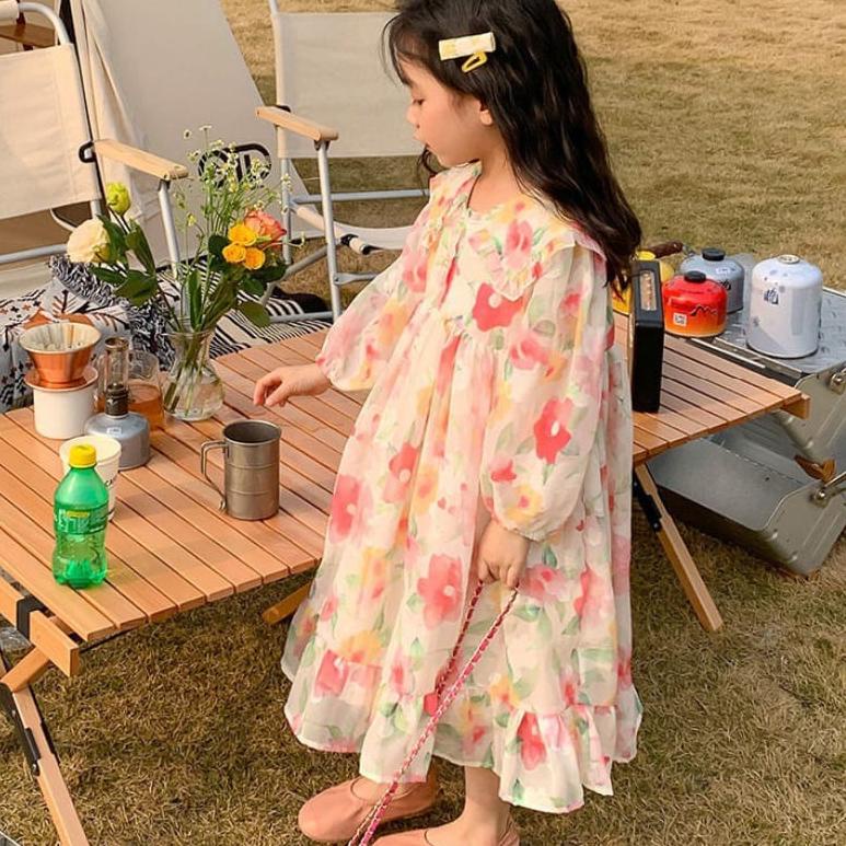New Products COD CS IMPORT Dress Anak Perempuan Fashion Korea Peachy Flower