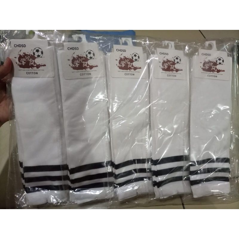Kaos Kaki Panjang Sebetis Wanita Remaja Old School Casual Bahan Cotton Lembut