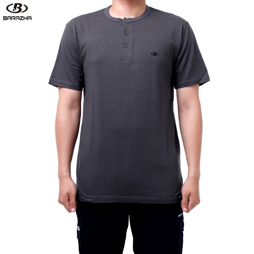 Barazha Unisex Kaos Polos Kancing Reguler Darkgrey