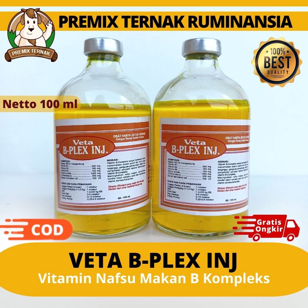 VETA B PLEX Inj 100ml - VITAMIN B Kompleks untuk Hewan - Vitamin B Komplek Hewan Ampuh
