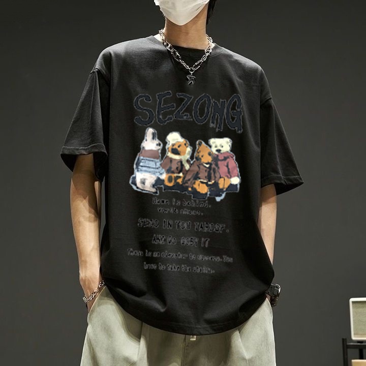 RDGF official shop/kemeja pria terbaru 2023/kemeja leher bulat/kaos beruang kutub/Seri beruang/kaos cotton/kaos kekinian/atasan kaos/baju kaos oversize/kaos t shirt oversize/kaos hitam oversize/PRIA &amp; WANITA (UNISEX)