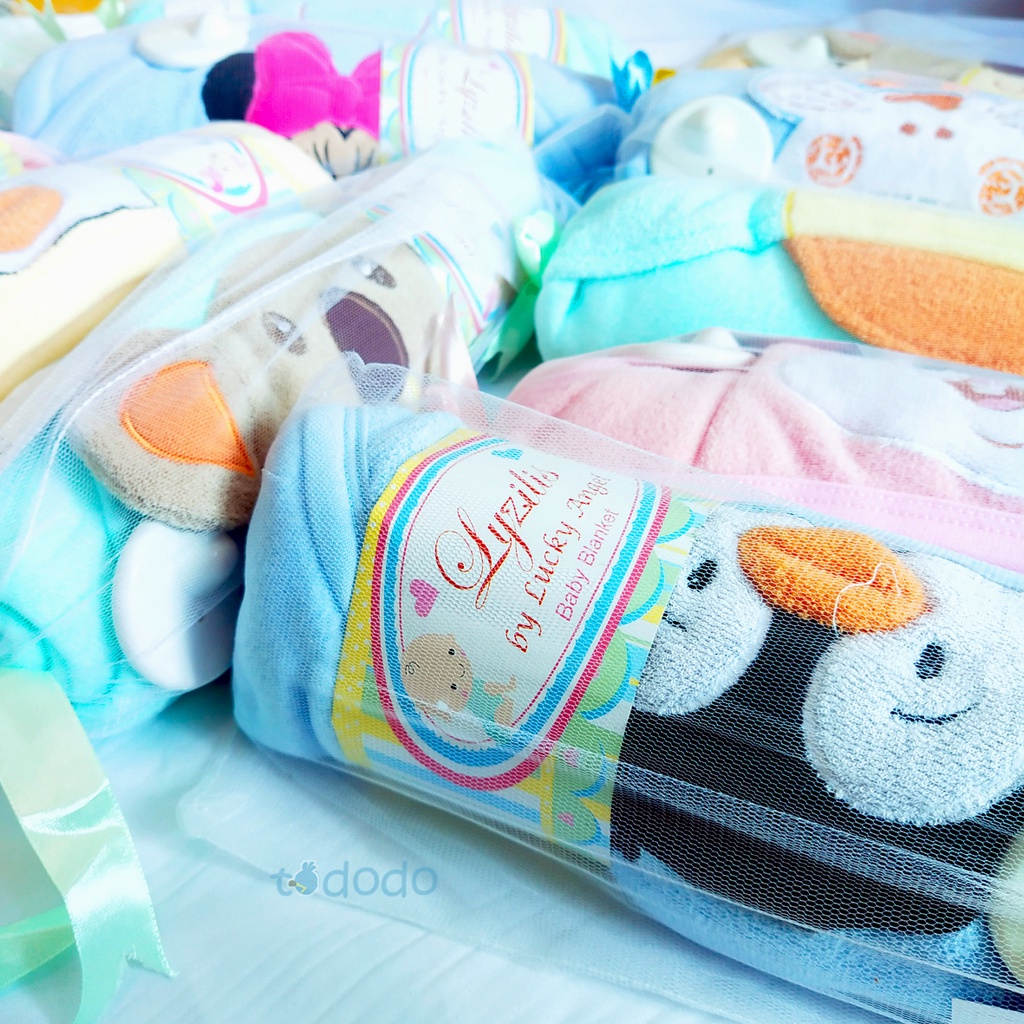 Selimut Topi Bayi Lucky Angel Kepala Karakter Lembut Polos Warna