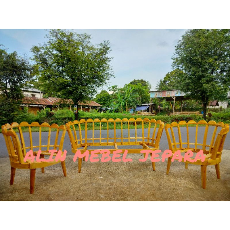 SET SOFA KERANG BUNGKUS KURSI TAMU KERANG RANGKA