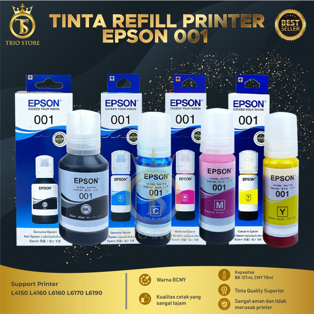 Tinta Epson 001 For Printer L4150 L4160 L6160 L6190 Premium