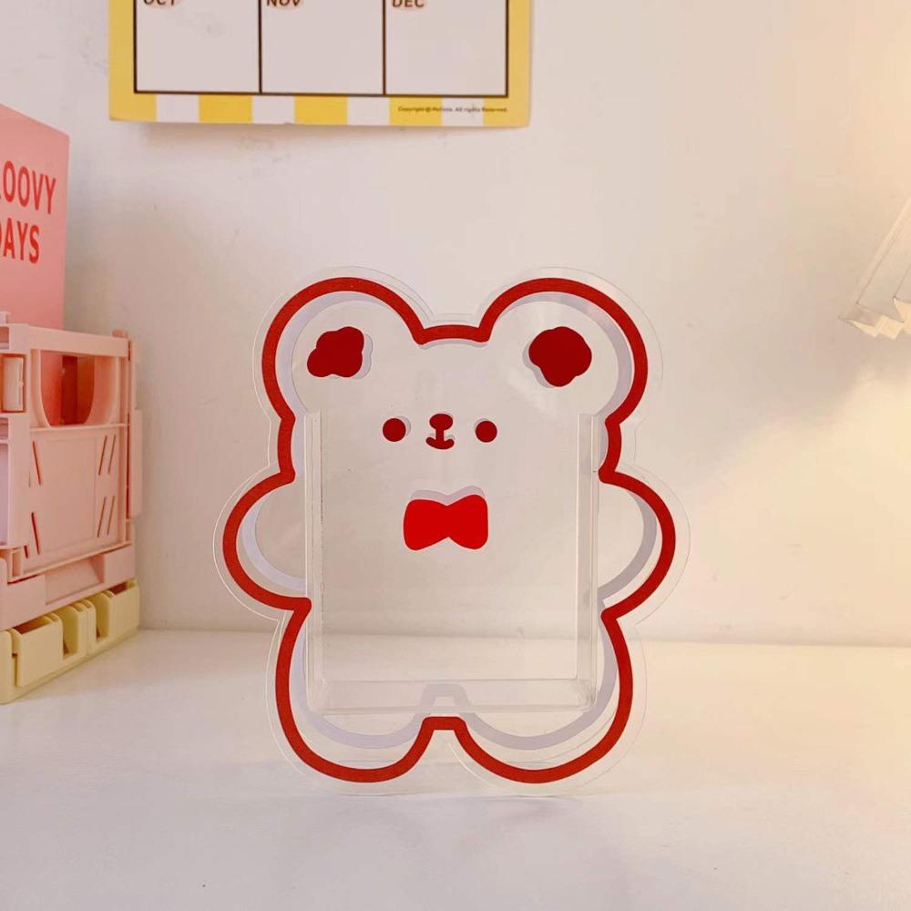 Tempat Pulpen Nanas Kartun Bunny Bear|Desk Decor Kotak Penyimpanan Kosmetik Transparan